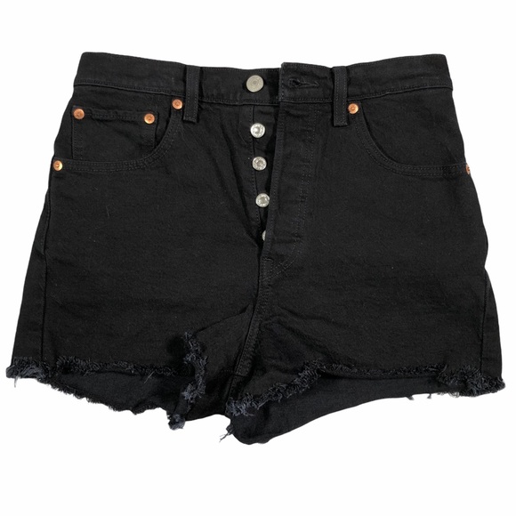 Levi’s Ribcage Black raw hem shorts button fly - Picture 1 of 8